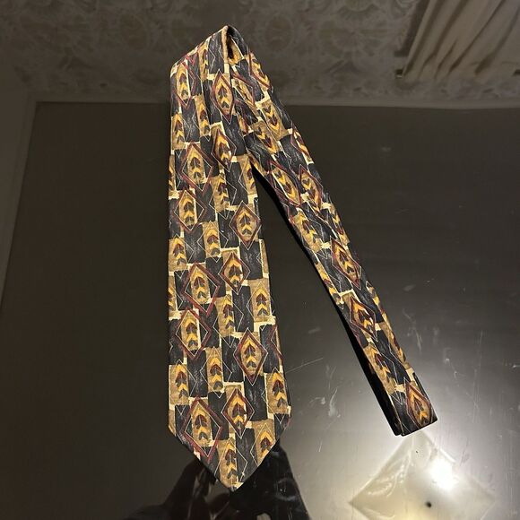 Ermenegildo Zegna Tie Retro Geometric Vintage 100% Silk 58" Made in Italy - Picture 4 of 5